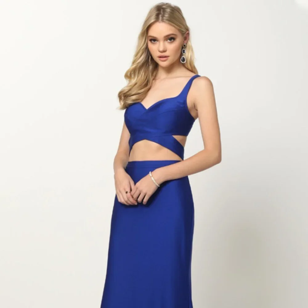 NEW LONG SLEEVELESS OFF SHOULDER SHEATH POLYESTER DRESS WITH ZIPPER BACK JT 673